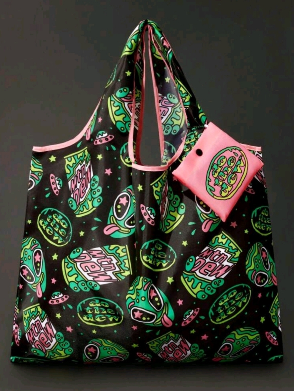 NWT: MTN. DEW Reusable Tote Bag - W/ Graphic ALIEN Print